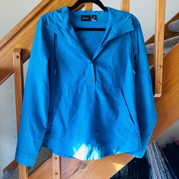 Marmot blue pullover hooded lightweight jacket - Picture 3 of 6